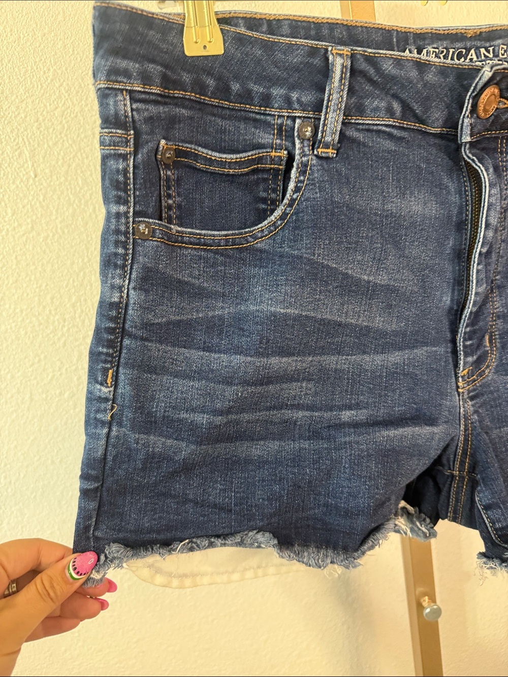 American Eagle Outfitters Dark Indigo- High Rise Shortie -Denim - Size 18 - Picture 3 of 8